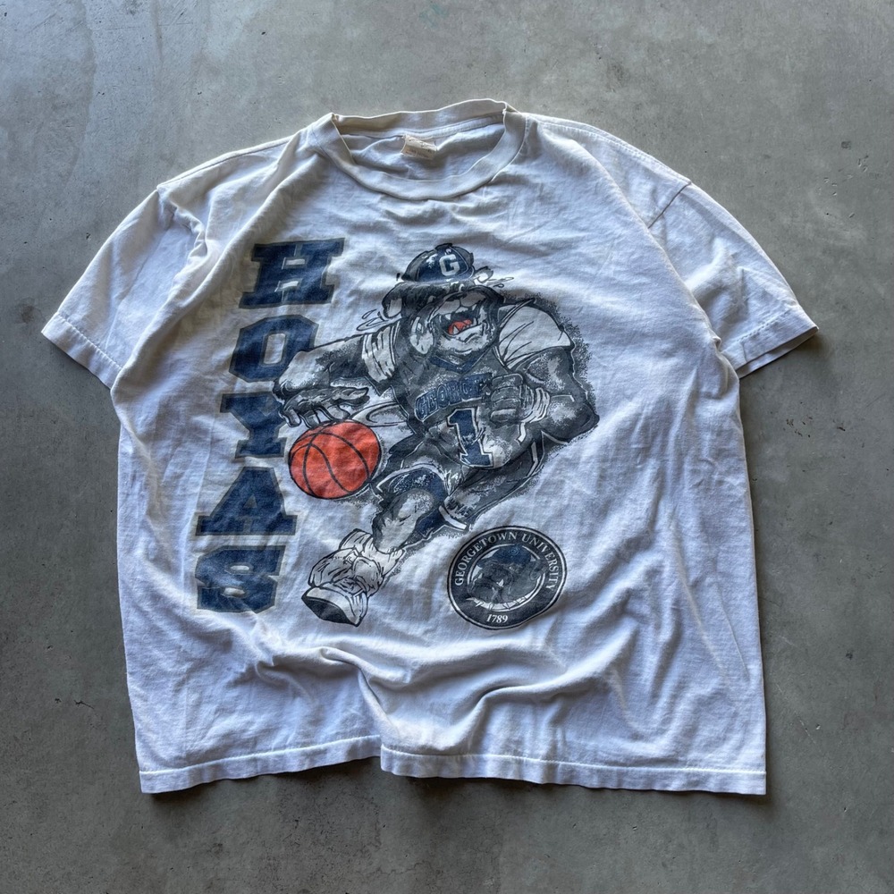 Vintage Georgetown Hoyas T-Shirt Mens XL Caribbean Dream White Basketball 90s - Picture 1 of 6